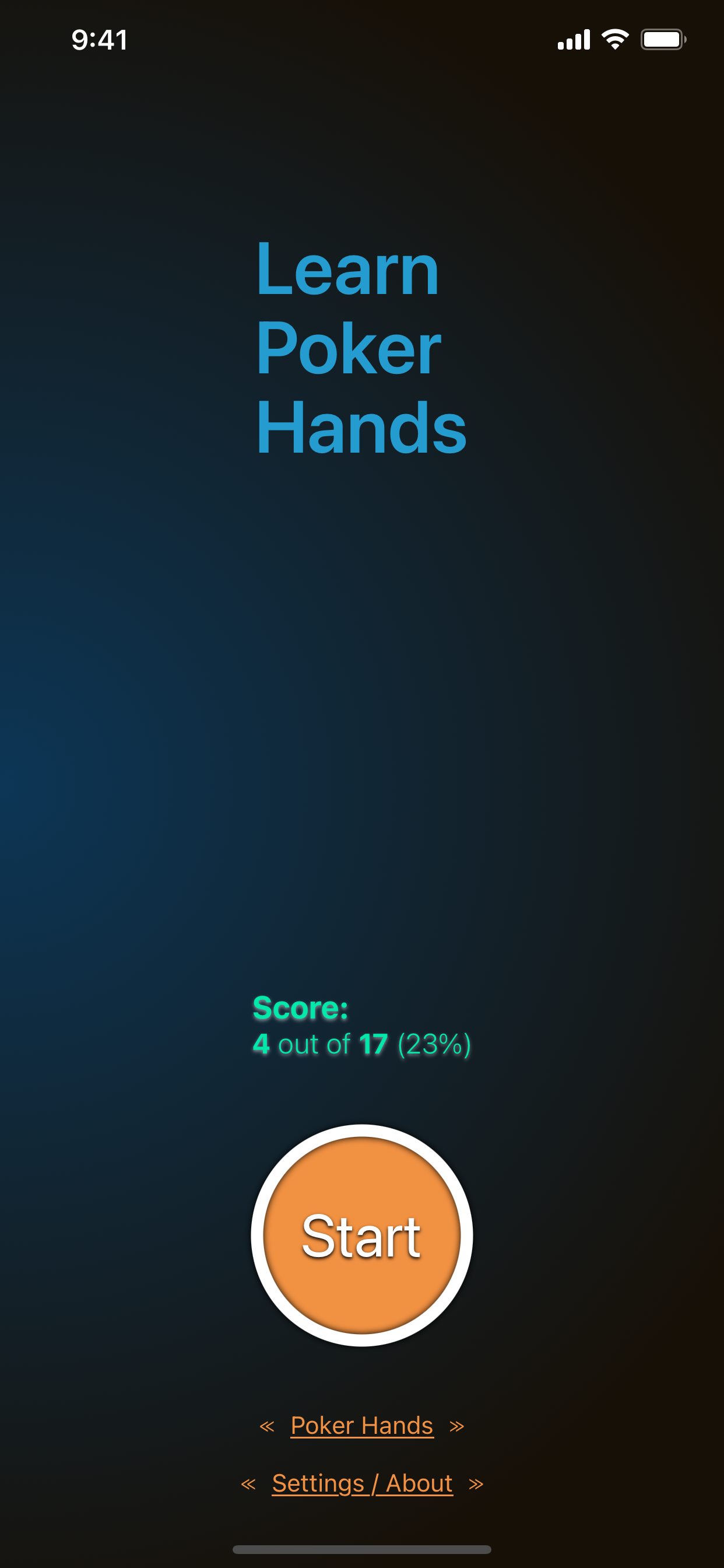 Home screen with score display