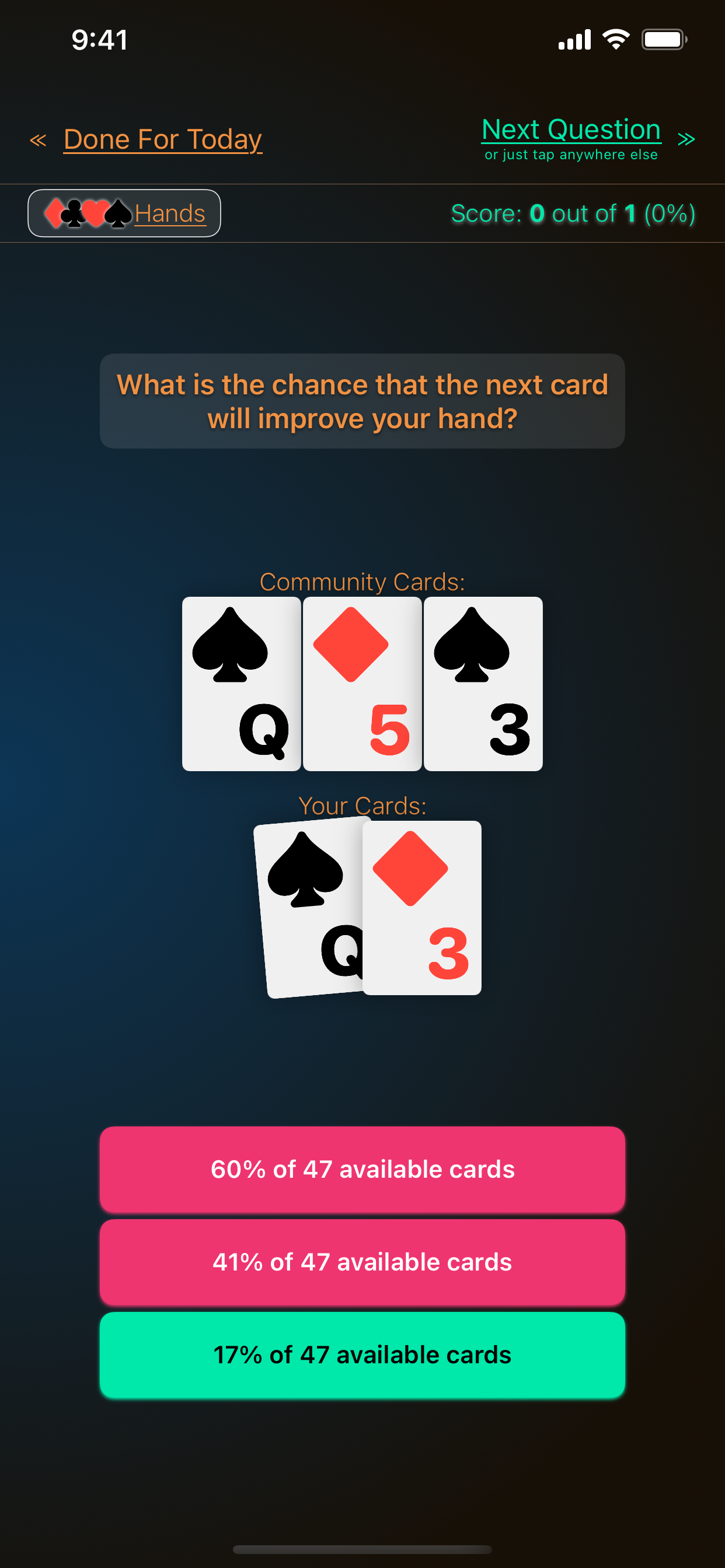 Answer reveal with feedback