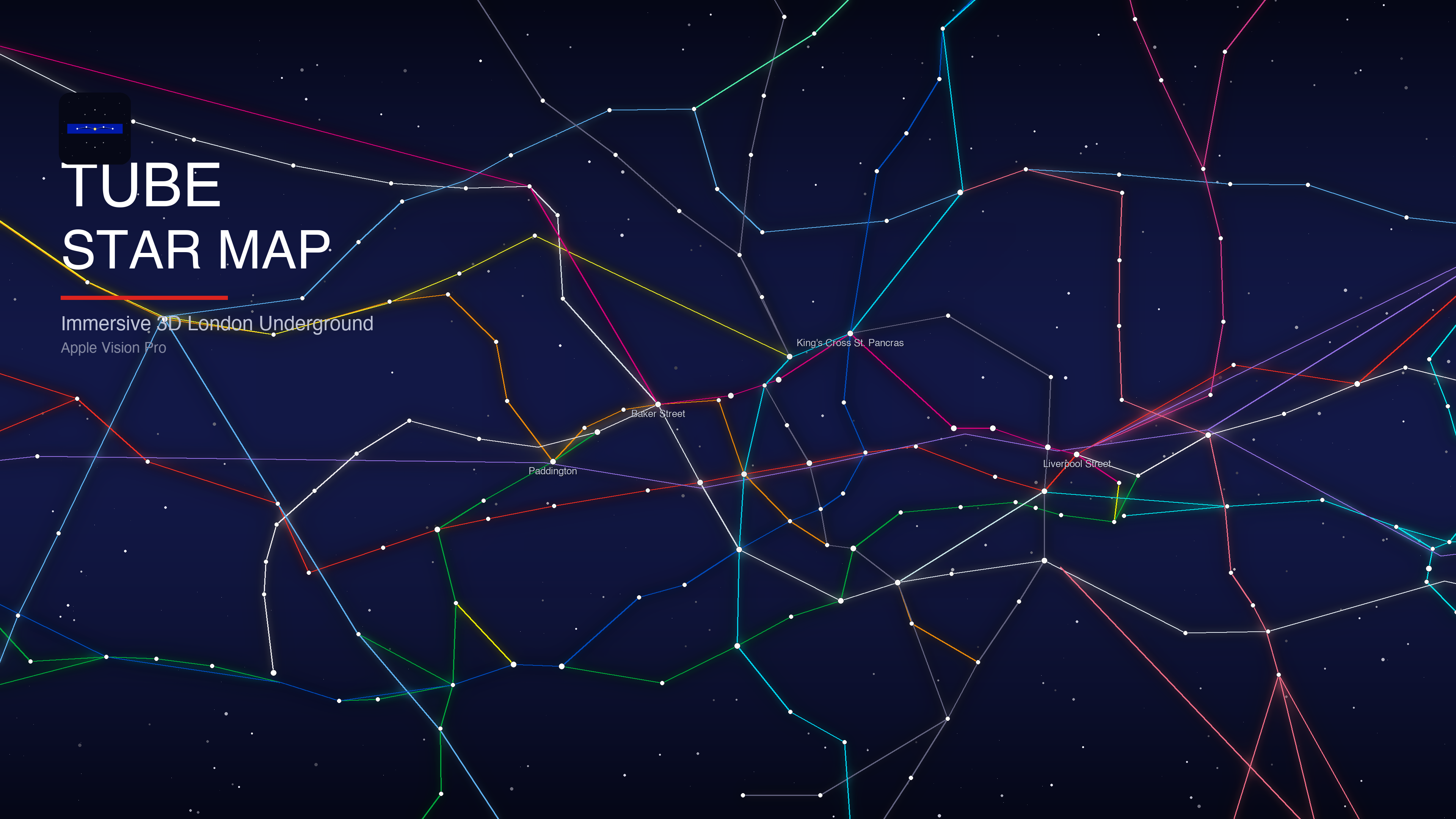 Tube Star Map overview showing the London Underground network in 3D
